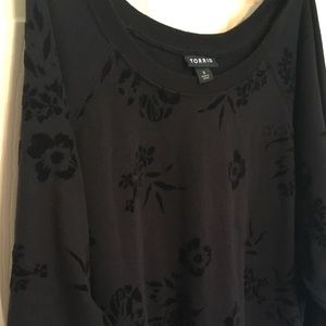 Black Torrid Sweatshirt with Velvet Floral Detail